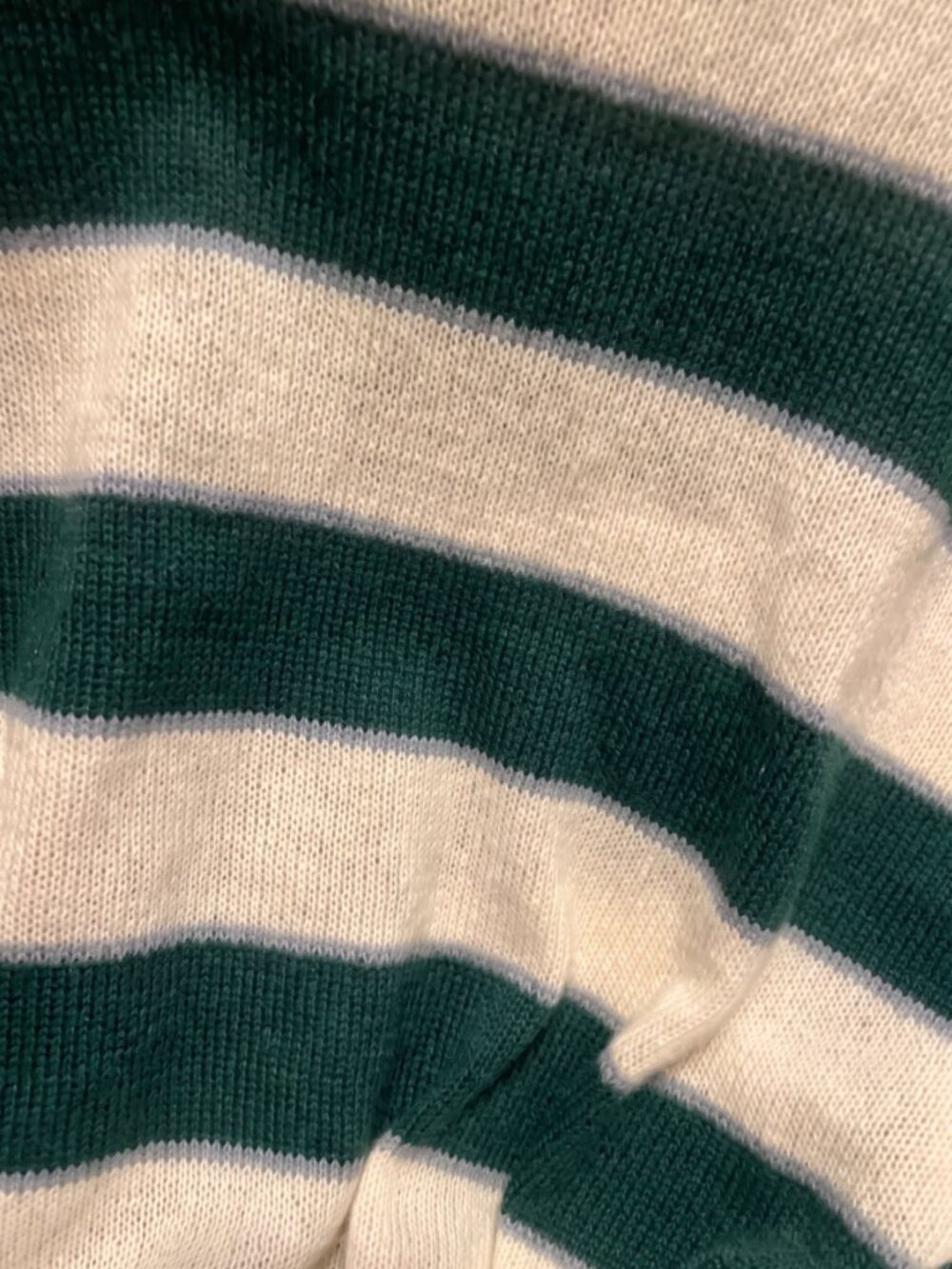 Women's Green White Striped Knit Sweater Long Sleeve Crew Neck Colorblock - Picture 5 of 6